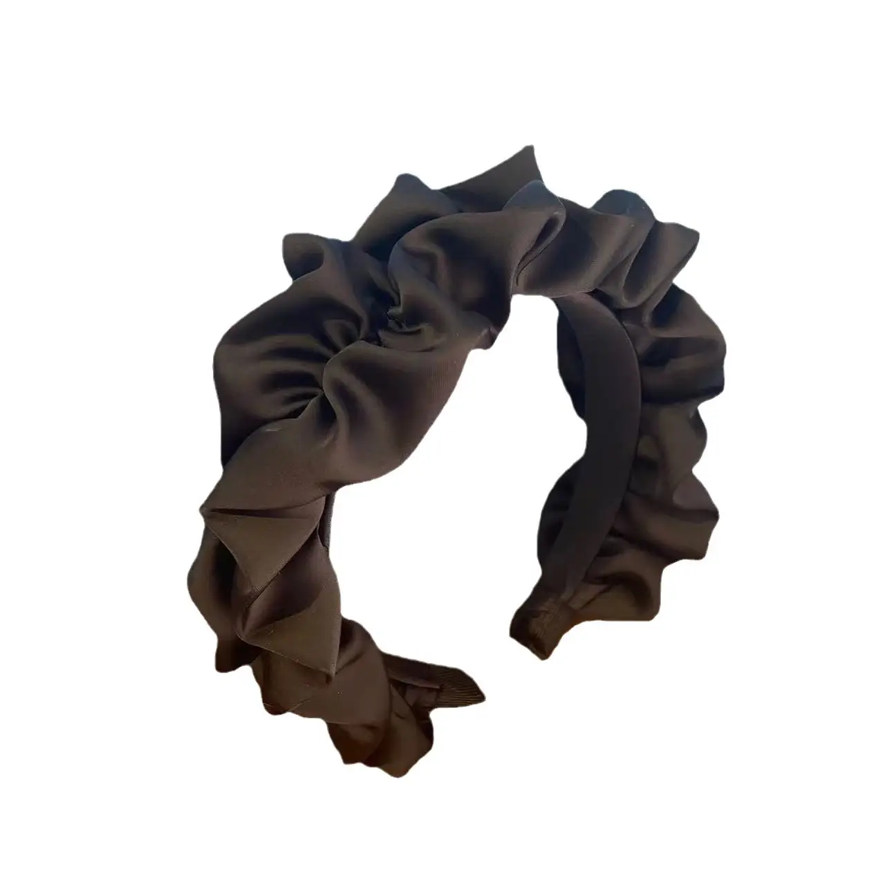 Black Silk Ruched Hairband for Women - Image 8