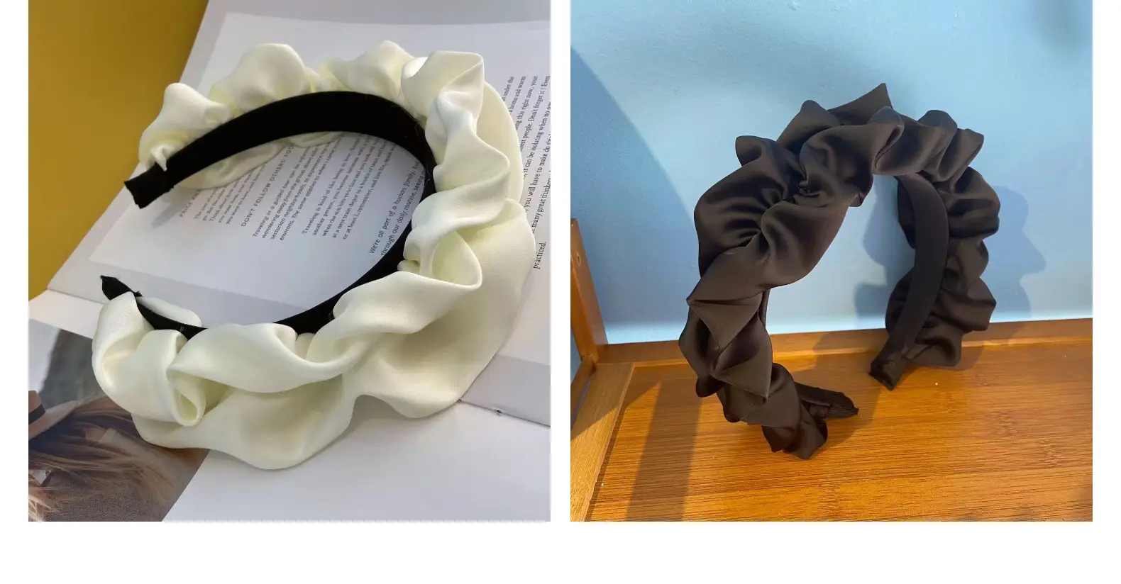 Black Silk Ruched Hairband for Women — feature 10