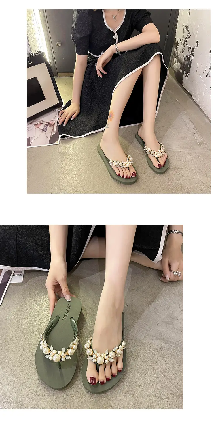 Women Pearl Rhinestone Sandals Summer Flip Flops — feature 10