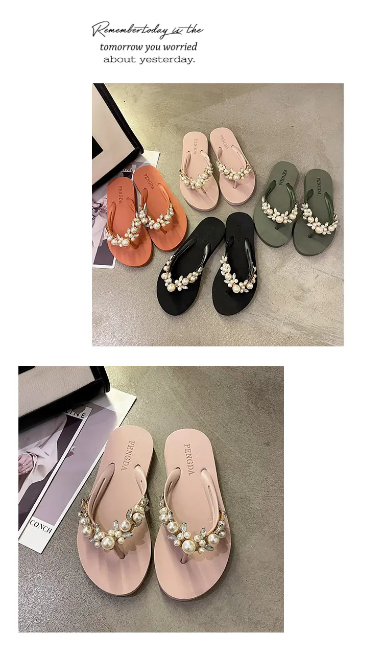 Women Pearl Rhinestone Sandals Summer Flip Flops — feature 11