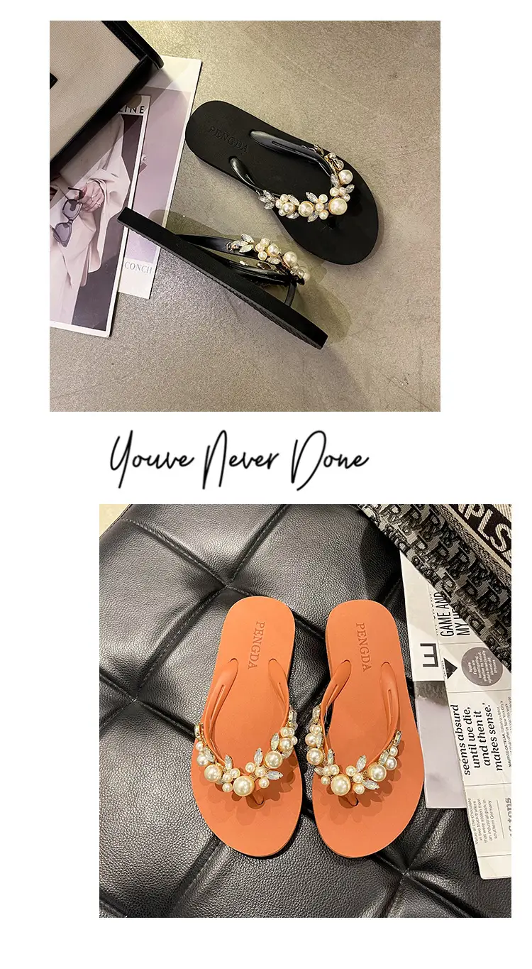 Women Pearl Rhinestone Sandals Summer Flip Flops — feature 13