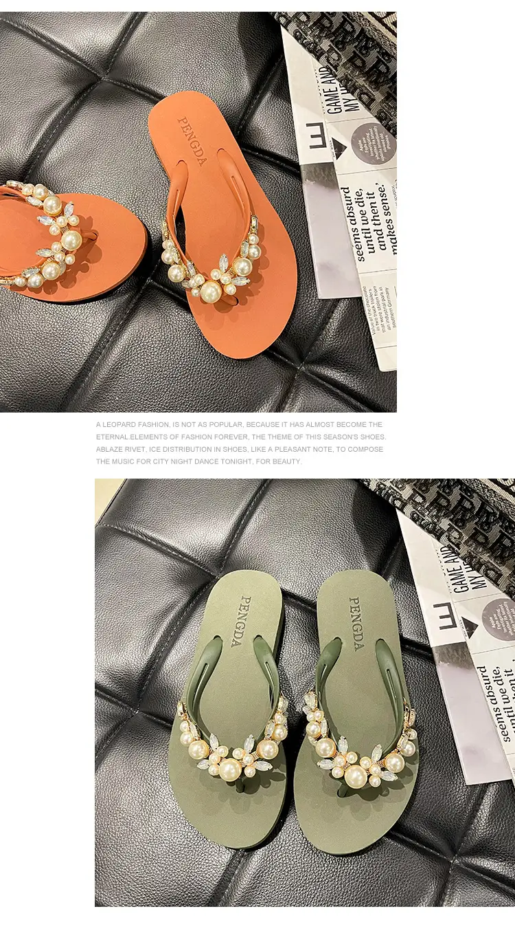 Women Pearl Rhinestone Sandals Summer Flip Flops — feature 14