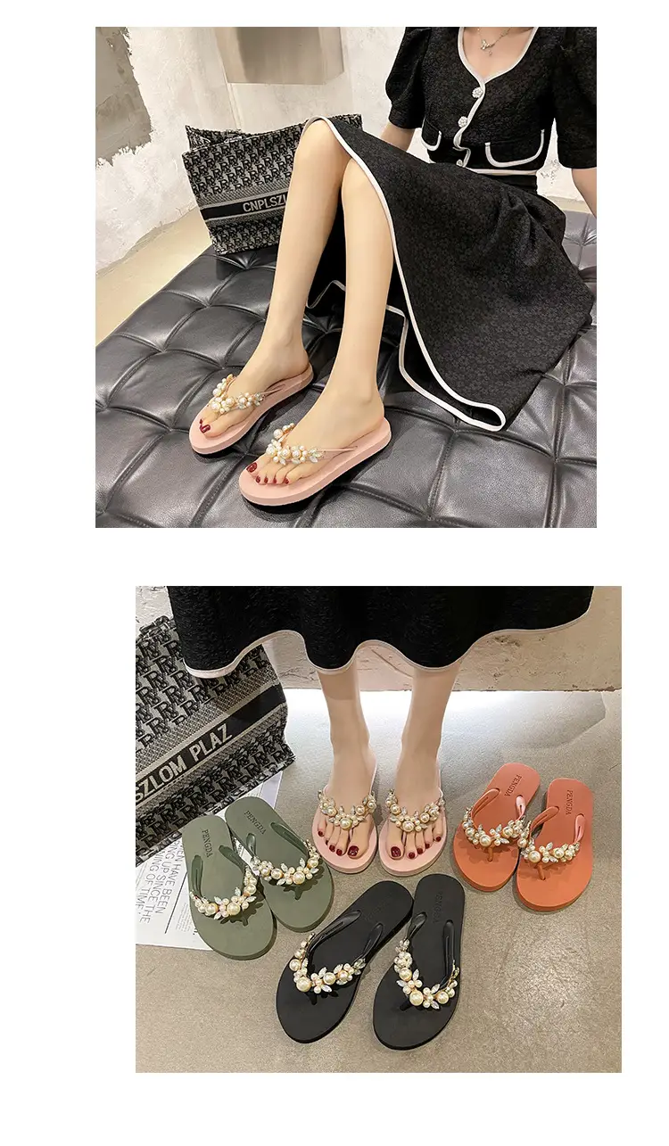 Women Pearl Rhinestone Sandals Summer Flip Flops — feature 6