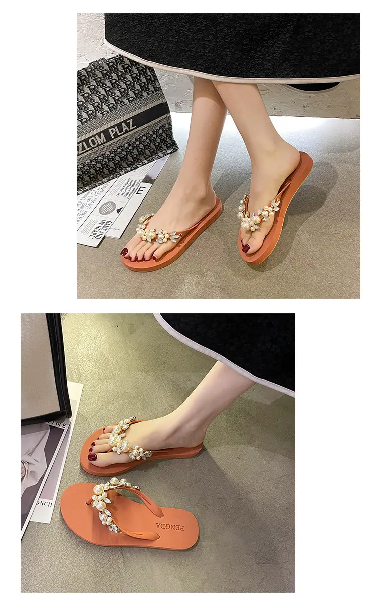 Women Pearl Rhinestone Sandals Summer Flip Flops — feature 8