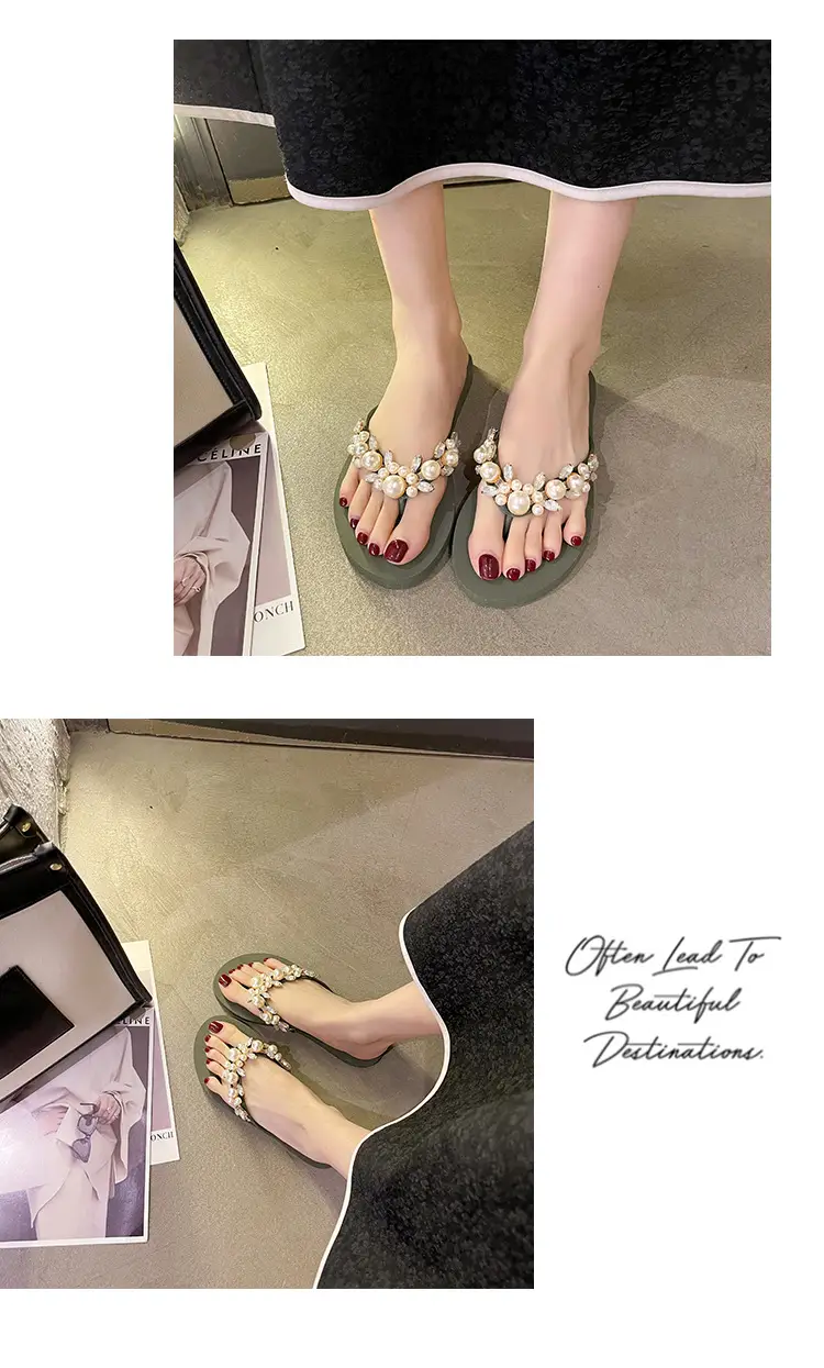 Women Pearl Rhinestone Sandals Summer Flip Flops — feature 9