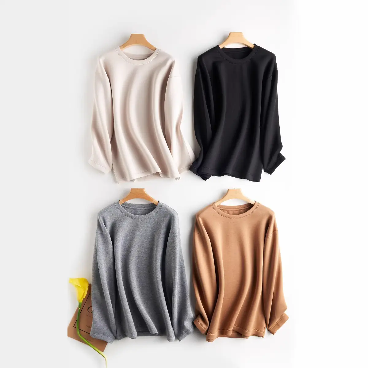 Women Blue Air Layer Long Sleeve T-Shirt Korean Style