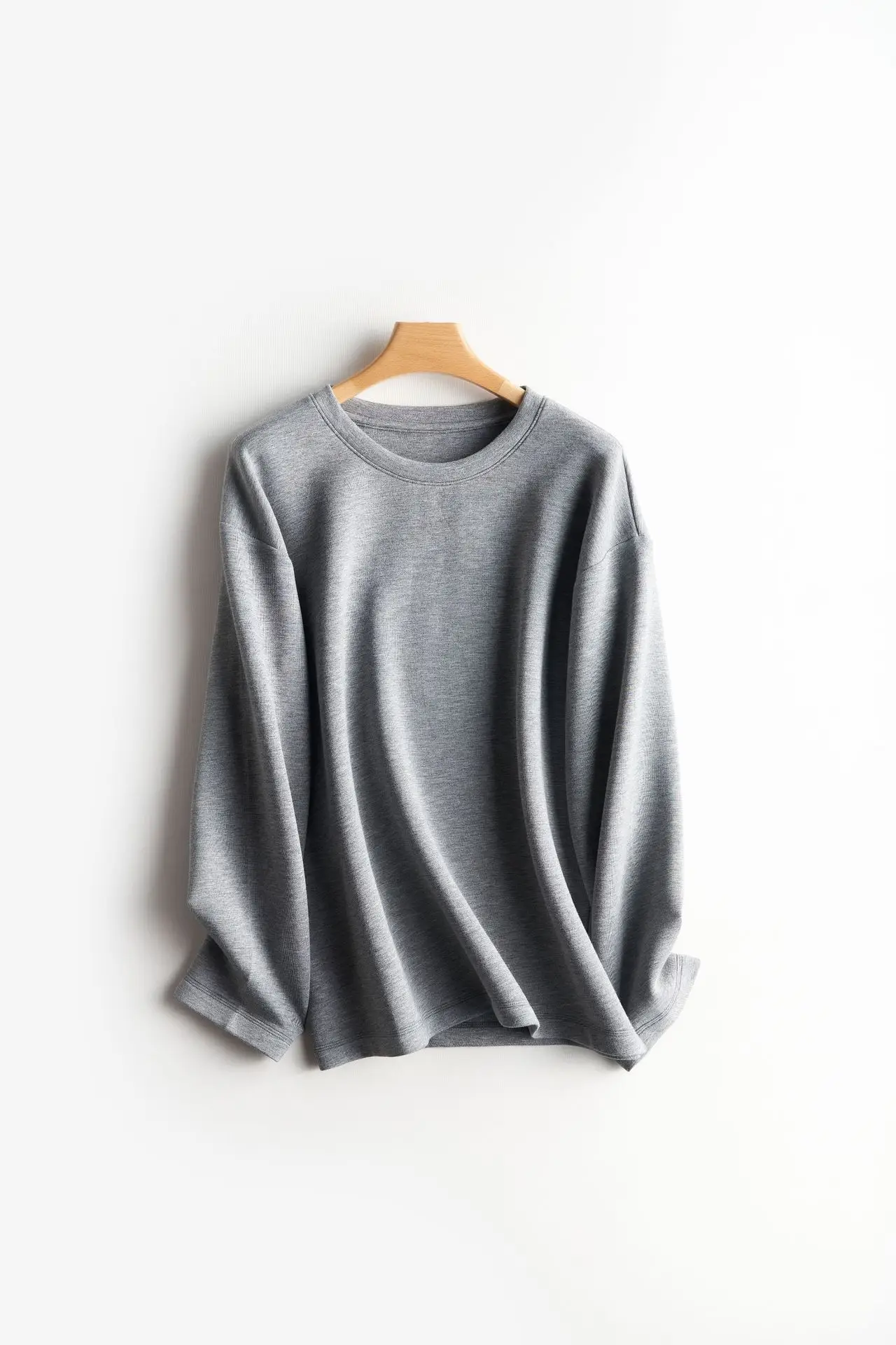 Women Blue Air Layer Long Sleeve T-Shirt Korean Style