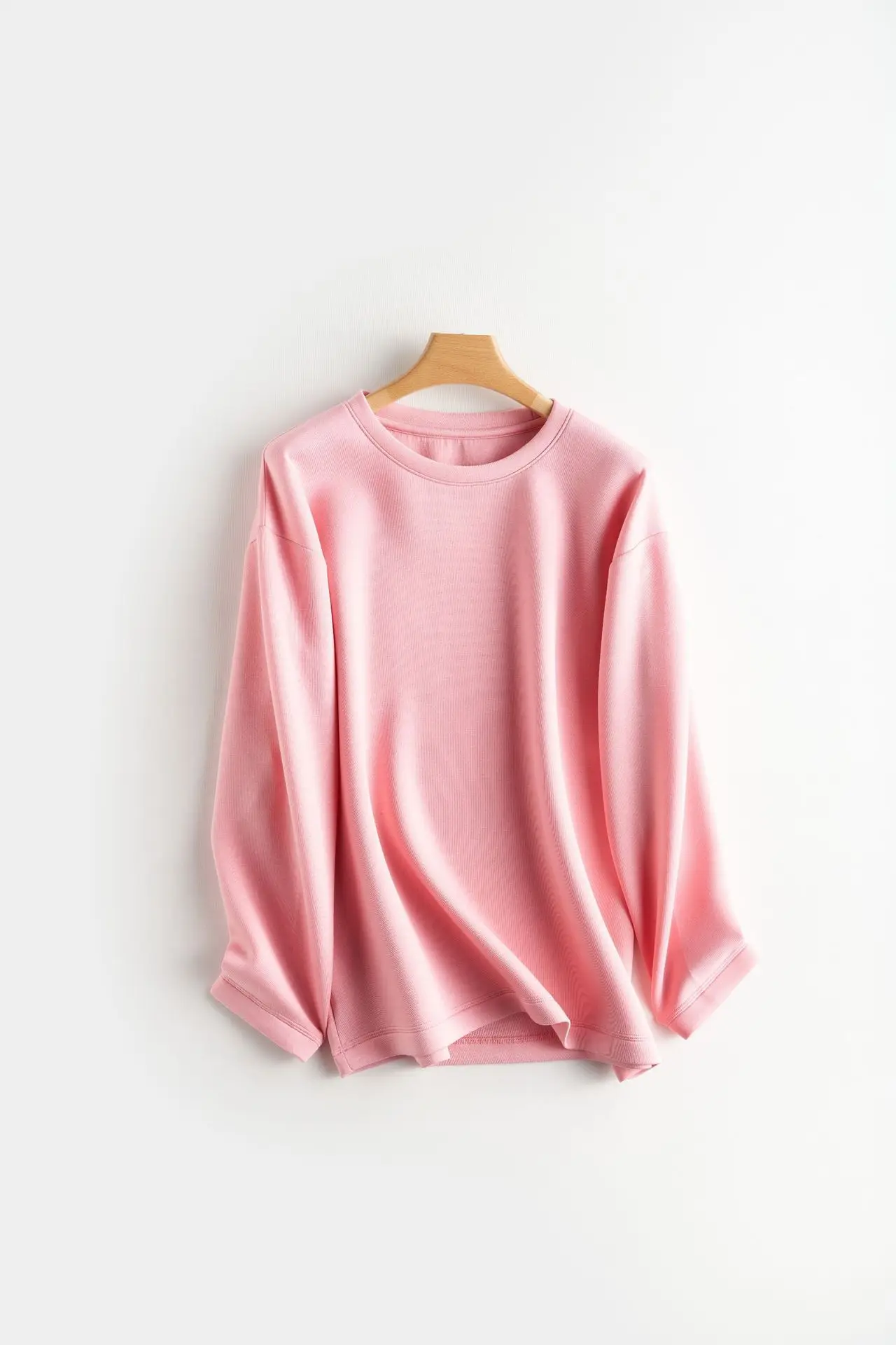 Women Blue Air Layer Long Sleeve T-Shirt Korean Style