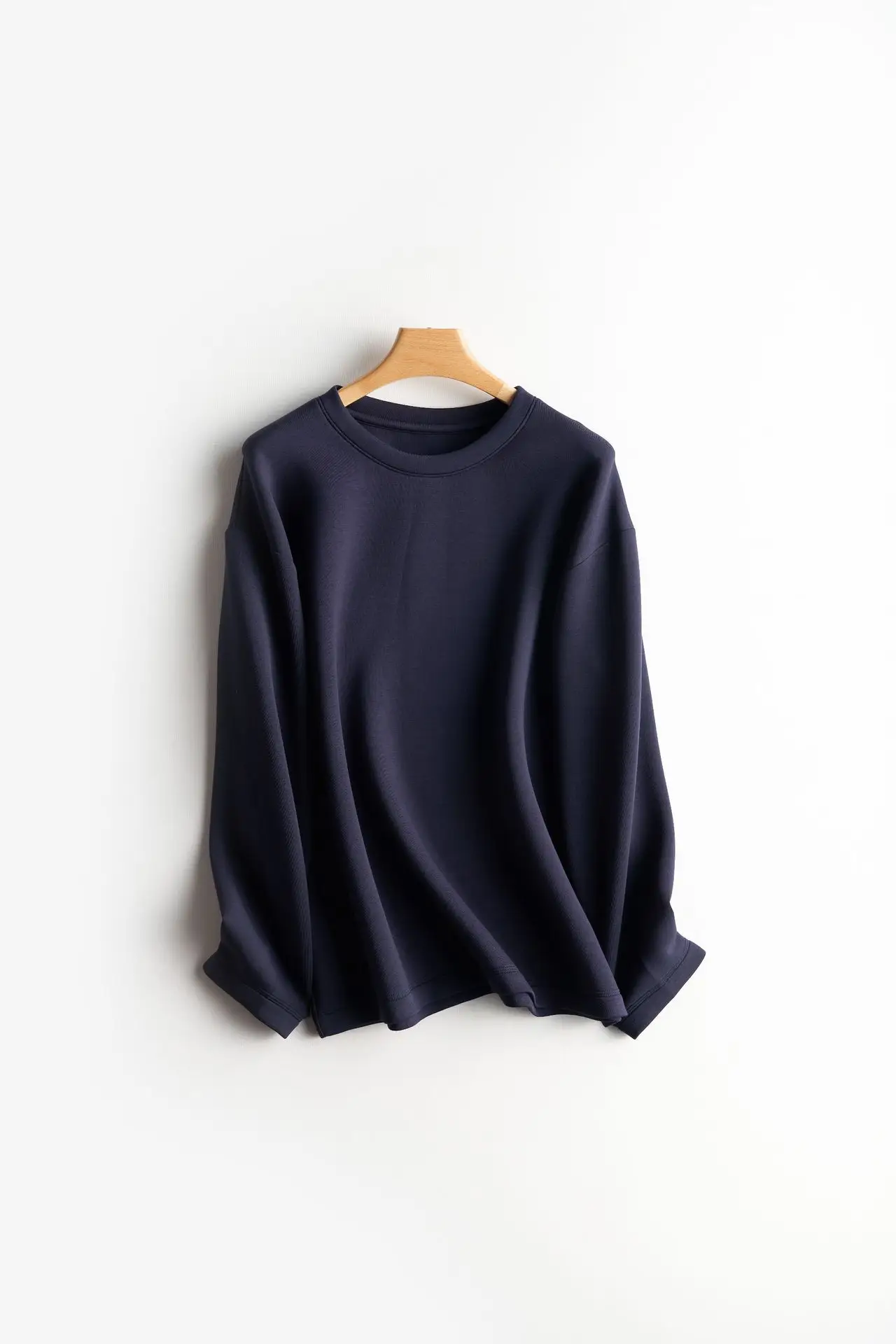 Women Blue Air Layer Long Sleeve T-Shirt Korean Style