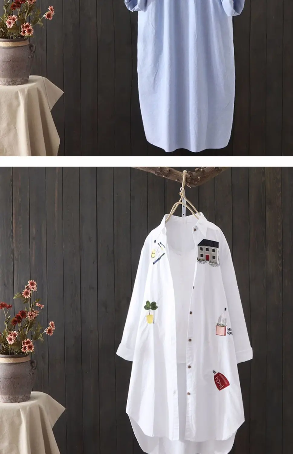 Women Sun-protecting Korean-style Cotton Shirt Light Blue — feature 5
