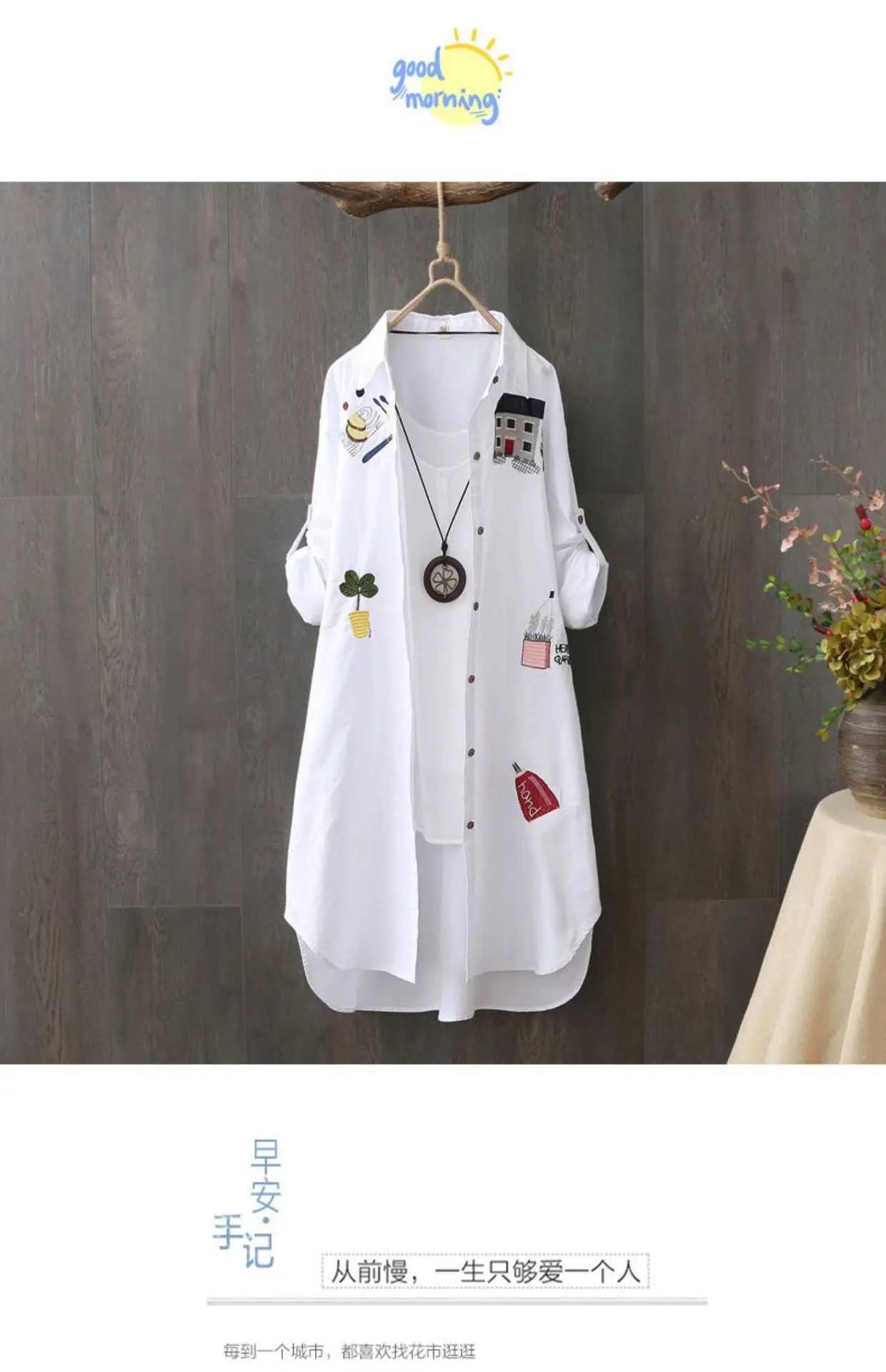 Women Sun-protecting Korean-style Cotton Shirt Light Blue — feature 6