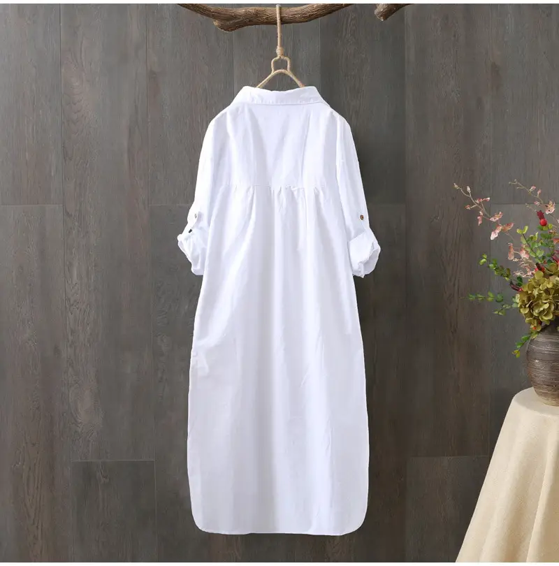 Women Sun-protecting Korean-style Cotton Shirt Light Blue — feature 8