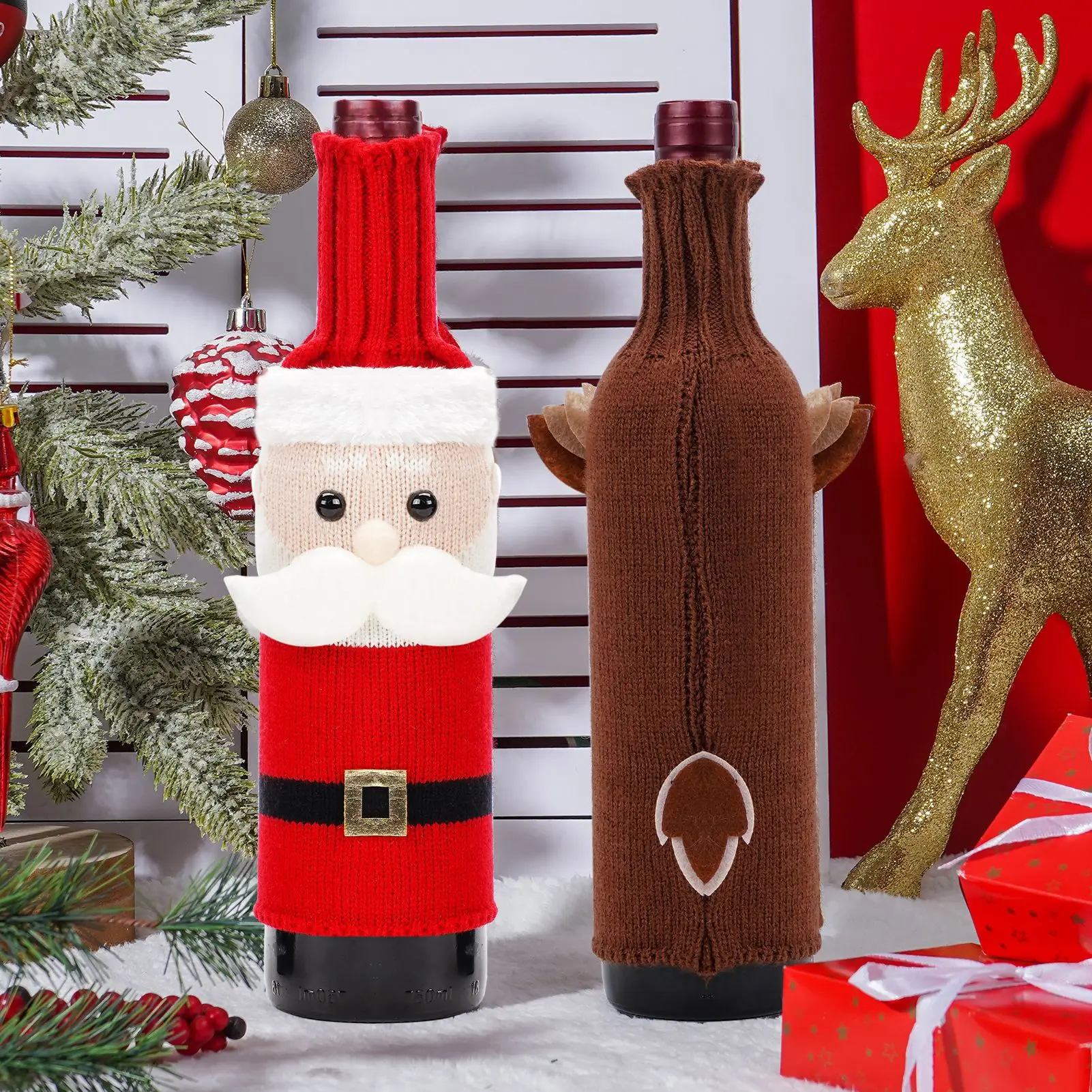 Christmas Claus Snowman Wine Bottle Set for Party & Home — feature 13
