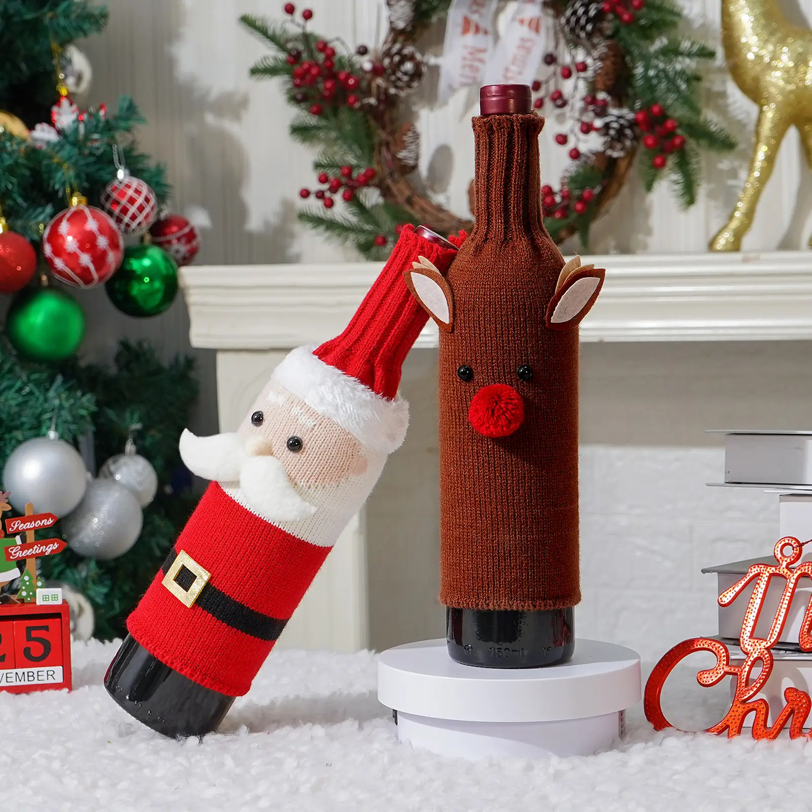 Christmas Claus Snowman Wine Bottle Set for Party & Home — feature 14