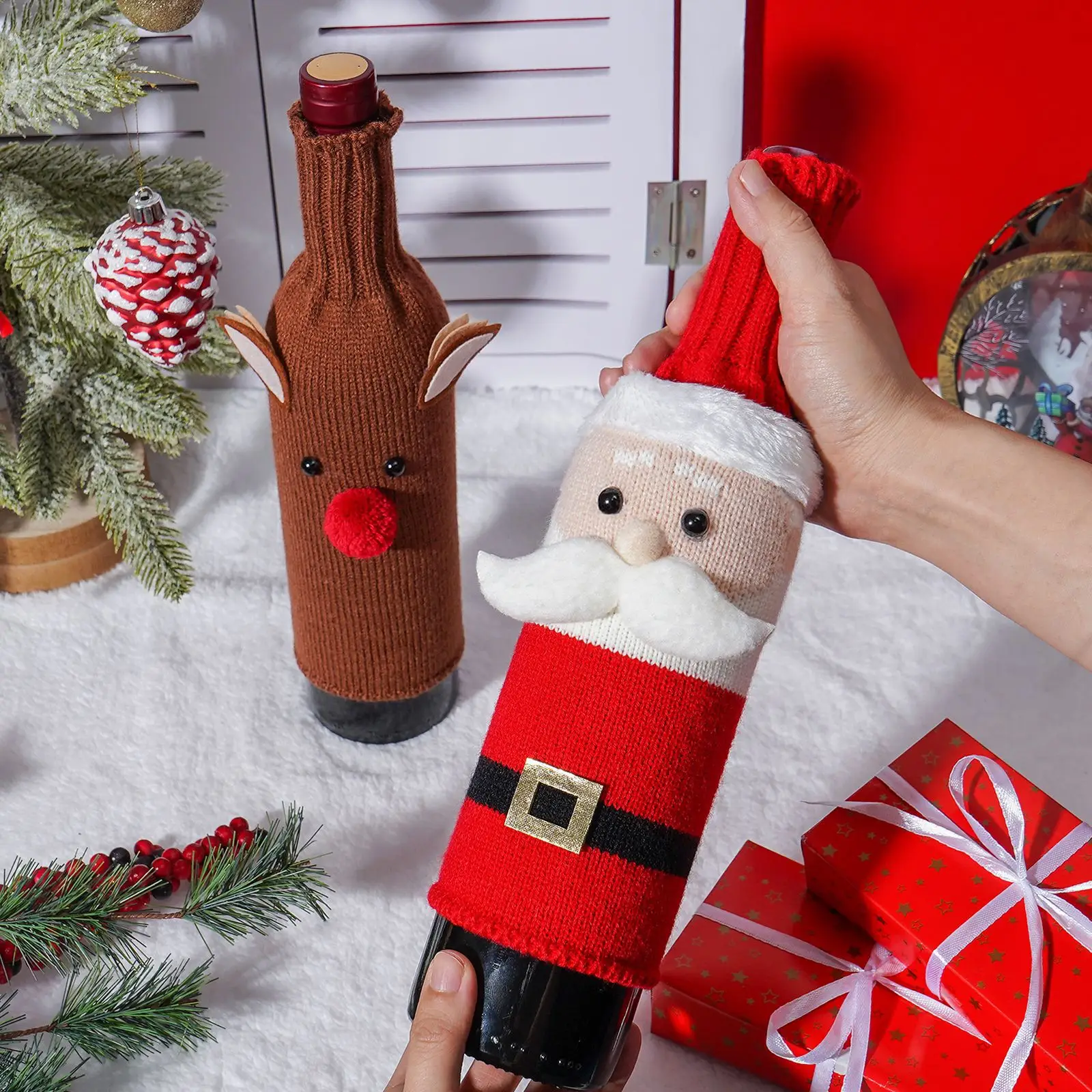 Christmas Claus Snowman Wine Bottle Set for Party & Home — feature 15