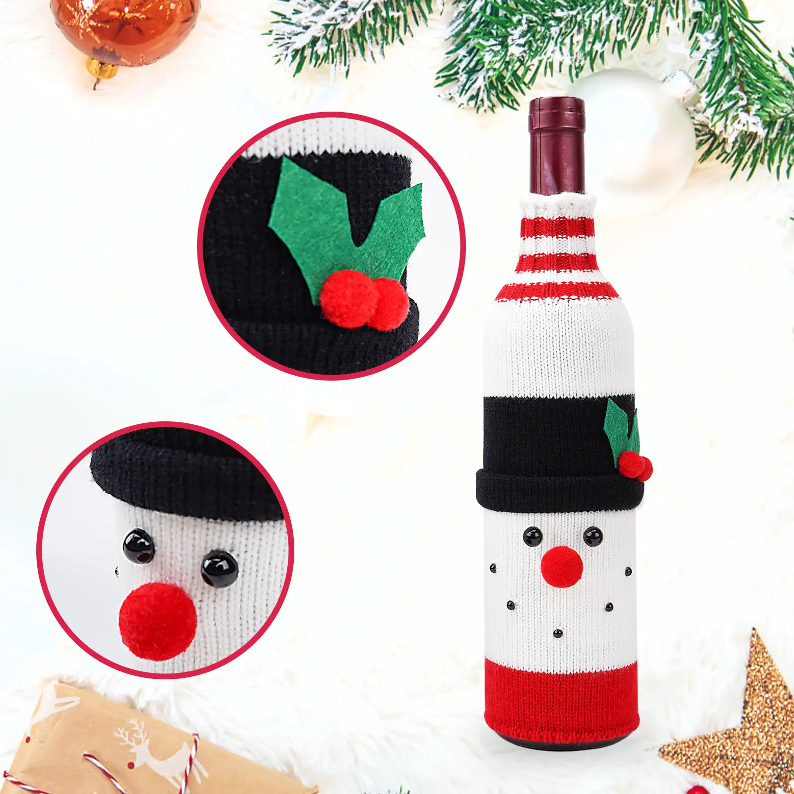 Christmas Claus Snowman Wine Bottle Set for Party & Home — feature 18