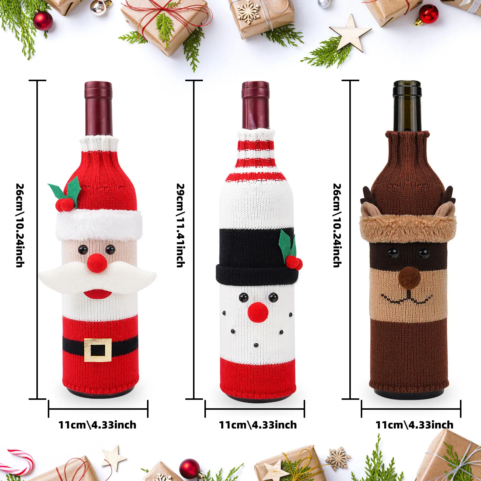 Christmas Claus Snowman Wine Bottle Set for Party & Home — feature 23