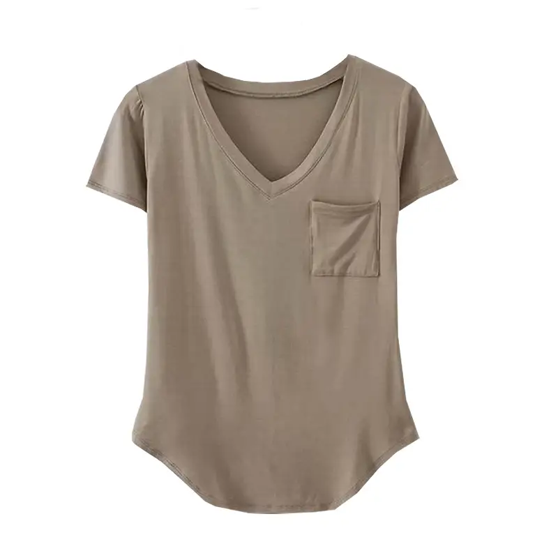Women White V Neck Modal T-Shirt Summer Loose Slimming - Image 8