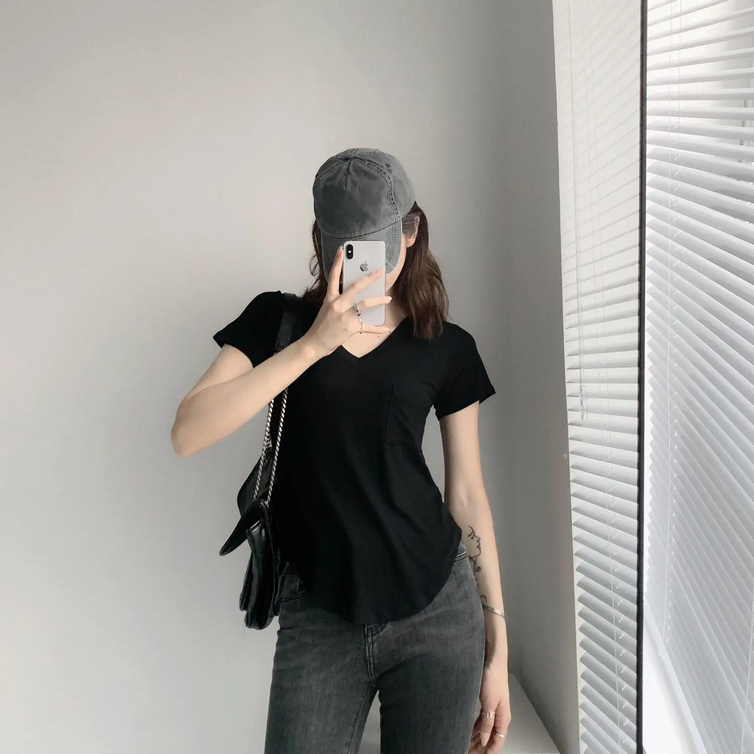 Women White V Neck Modal T-Shirt Summer Loose Slimming — feature 21