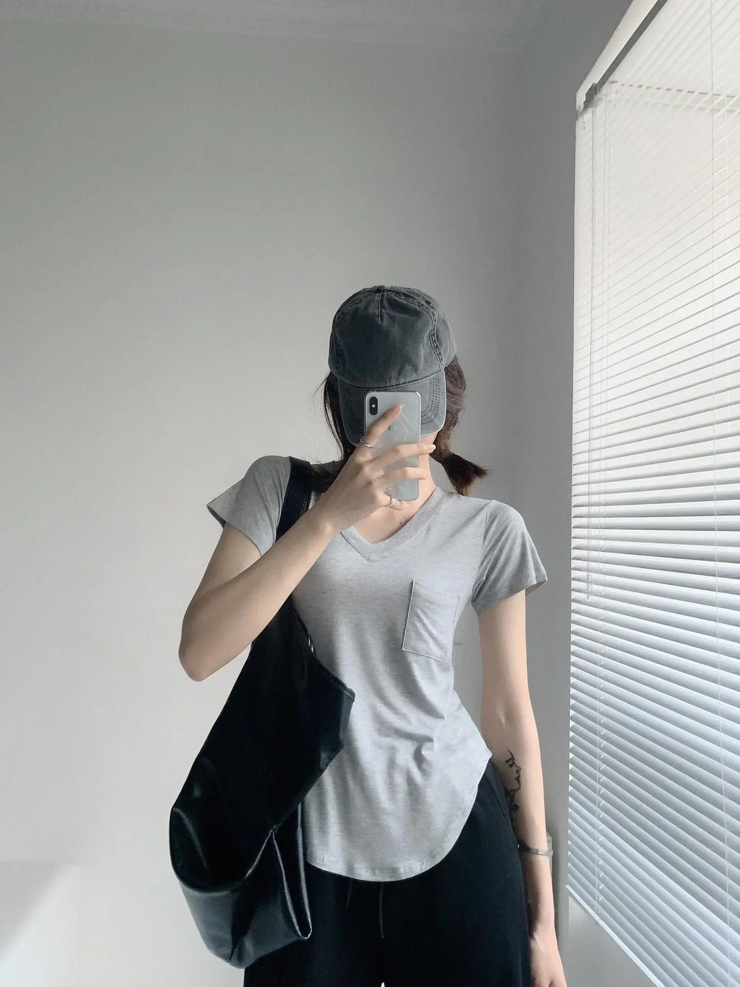 Women White V Neck Modal T-Shirt Summer Loose Slimming — feature 27