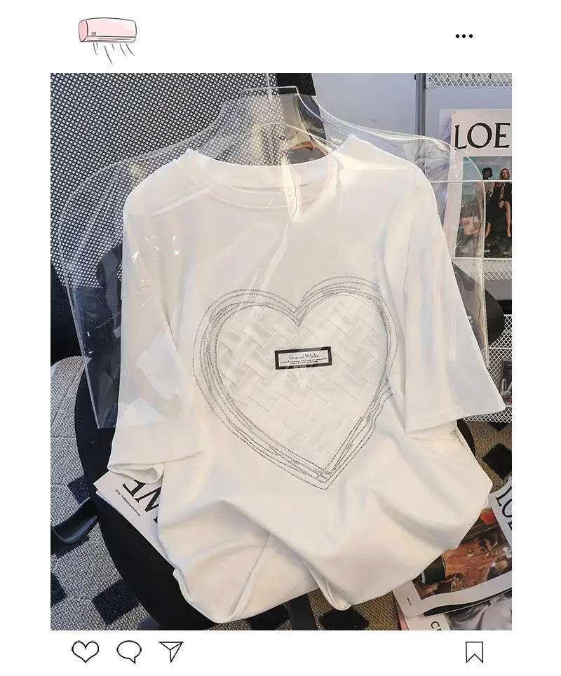 200g Pure Cotton Korean Hot Diamond T-Shirt Large — feature 3