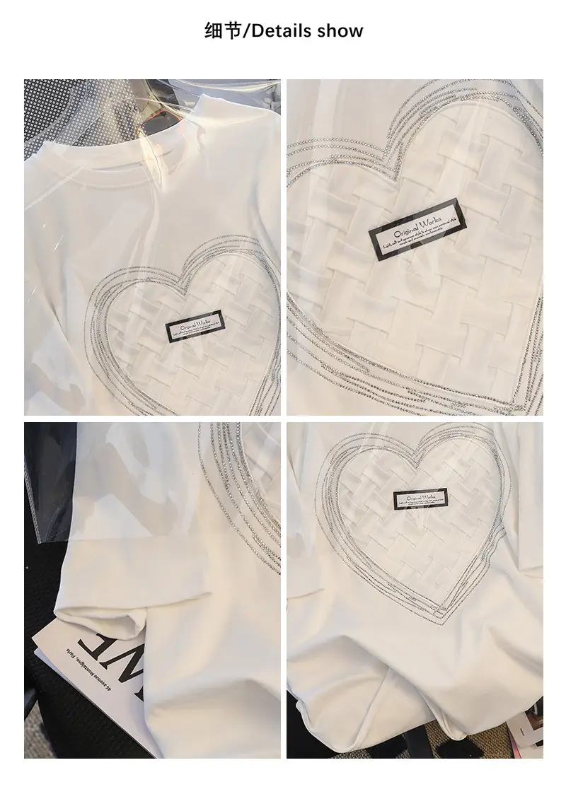 200g Pure Cotton Korean Hot Diamond T-Shirt Large — feature 4
