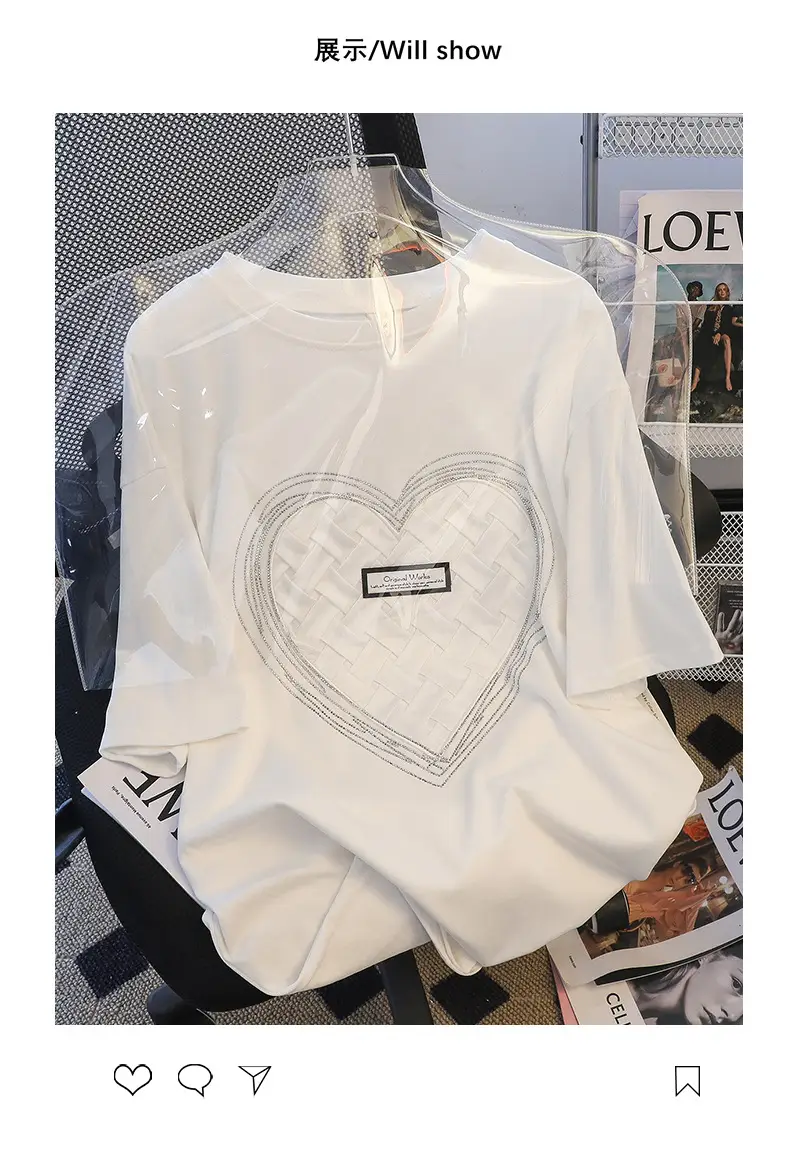 200g Pure Cotton Korean Hot Diamond T-Shirt Large — feature 5