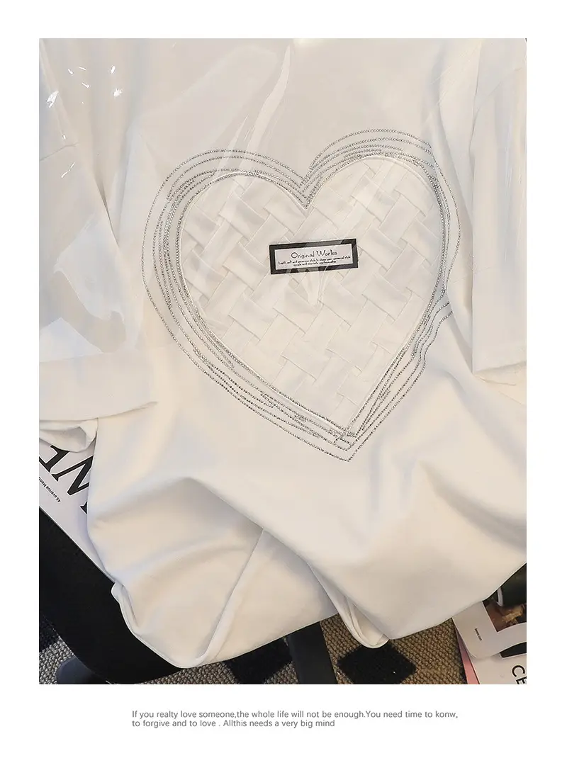 200g Pure Cotton Korean Hot Diamond T-Shirt Large — feature 8