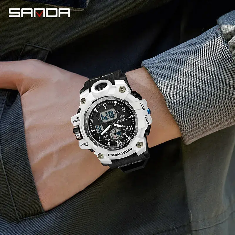 Sanda 3169 Black Digital Sport Watch Multi-Function - Image 98
