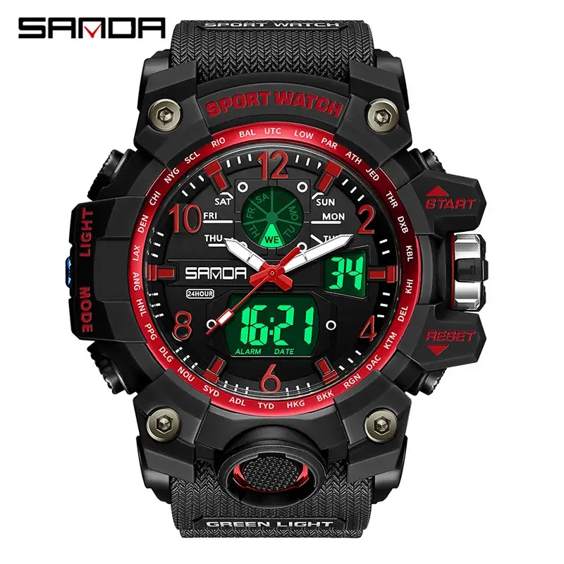 Sanda 3169 Black Digital Sport Watch Multi-Function - Image 5