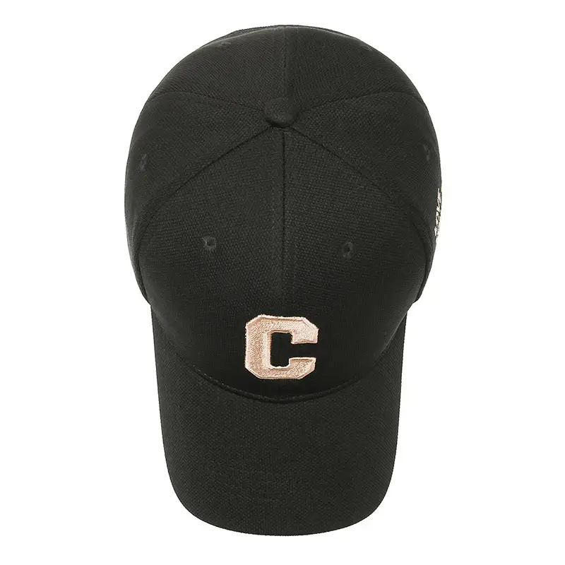 Black Embroidered C Cap for Men Women Casual Sun Protection - Image 4