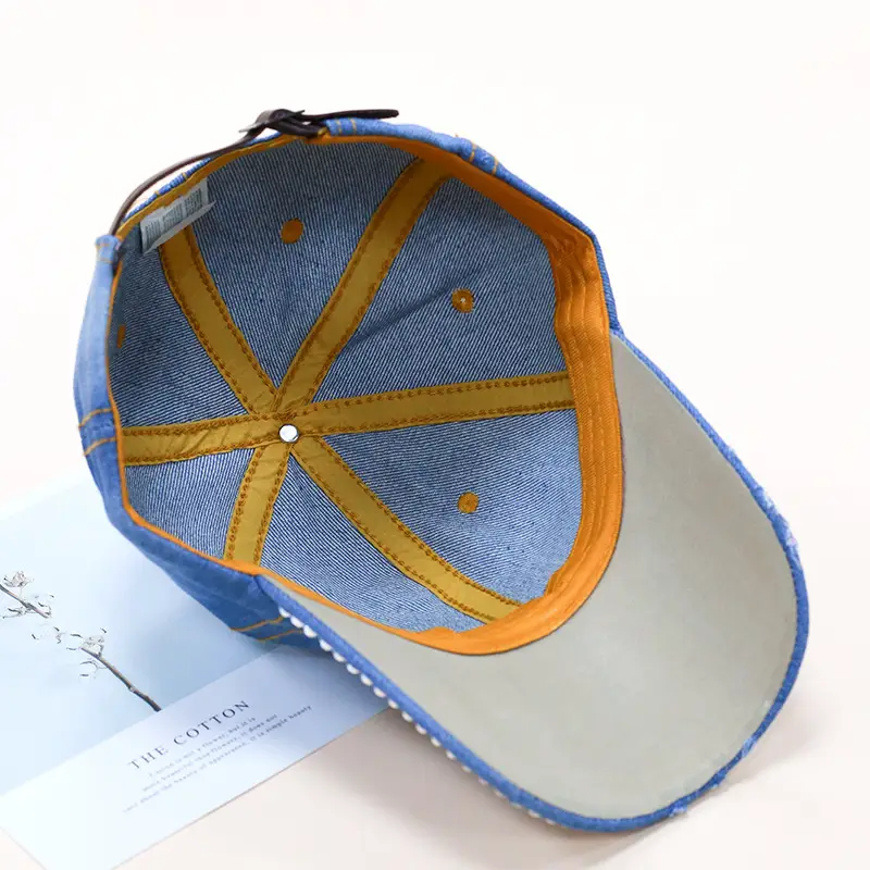 Women's Blue Embroidered Baseball Cap with Rhinestone & Floral Design - Image 8