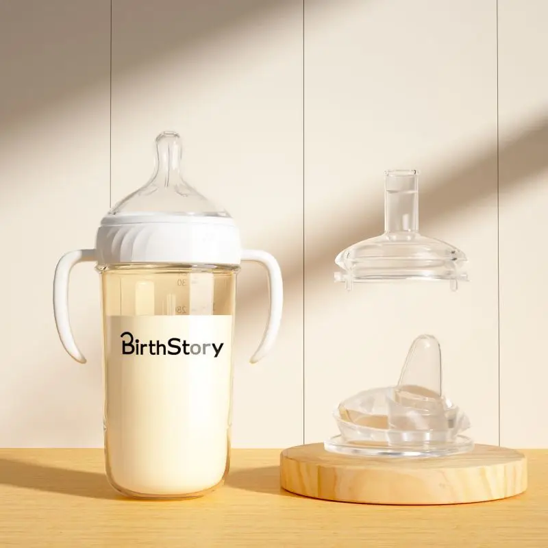 Wide-Diameter Baby Bottle, Water Cup, One Bottle, Three-Use Learning Cup, Duckbill Straw Cup, Ppsu Anti-Colic Baby Bottle