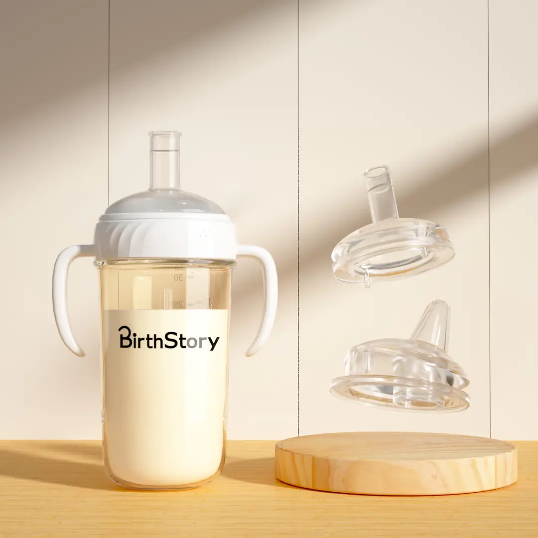 Wide-Diameter Baby Bottle, Water Cup, One Bottle, Three-Use Learning Cup, Duckbill Straw Cup, Ppsu Anti-Colic Baby Bottle