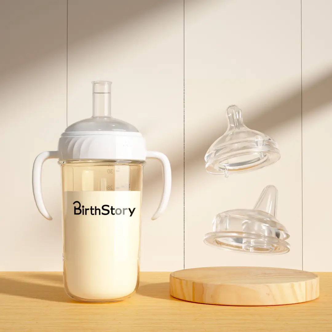 Wide-Diameter Baby Bottle, Water Cup, One Bottle, Three-Use Learning Cup, Duckbill Straw Cup, Ppsu Anti-Colic Baby Bottle