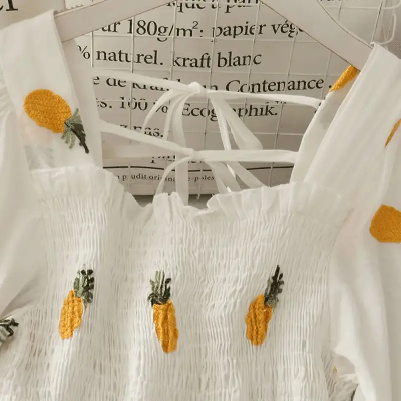 Women's Fruit Print A-Line Skirt Dress White - Image 6