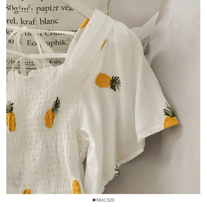 Women's Fruit Print A-Line Skirt Dress White — feature 10
