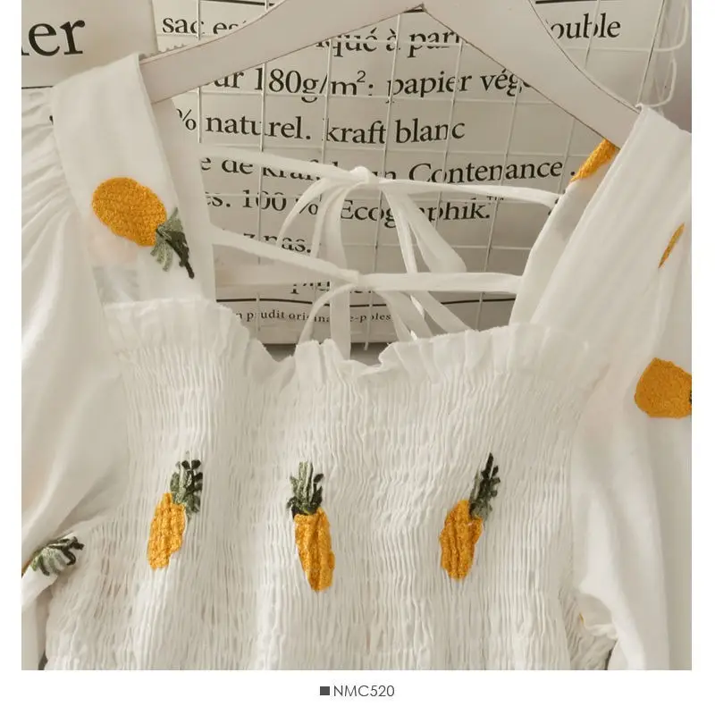 Women's Fruit Print A-Line Skirt Dress White — feature 8