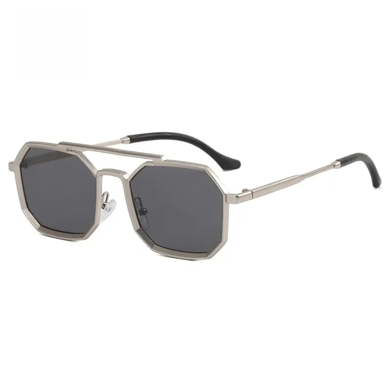Men & Women Metal Frame Polygonal Sunglasses F8830 - Image 2