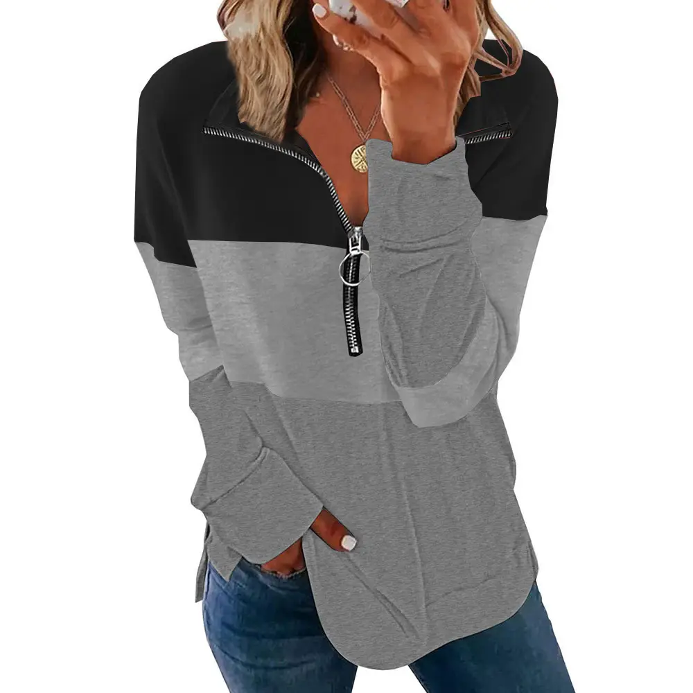 Women Long Sleeve Sweatshirt Black Leopard Print Loose Fit - Image 5