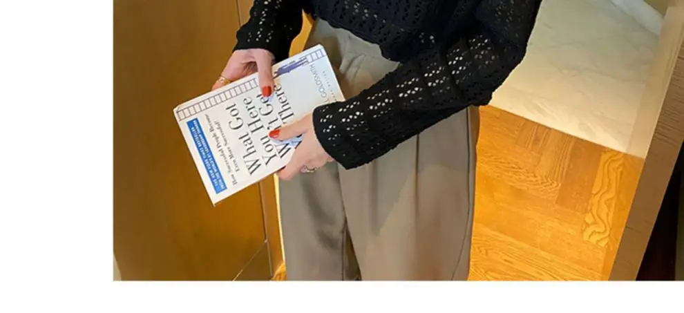 Women Hollow Knit Long Sleeve Top Summer Wear — feature 14