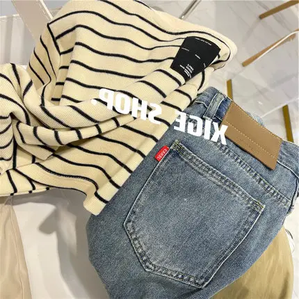 Women Cotton Striped T-Shirt Large Spring Summer - Image 3