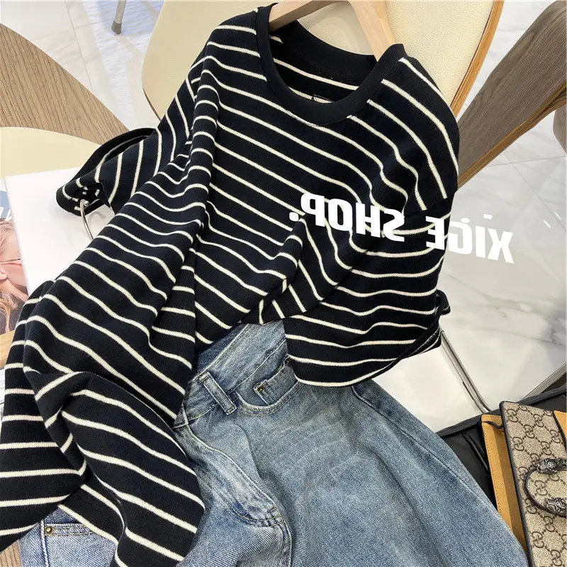 Women Cotton Striped T-Shirt Large Spring Summer — feature 28