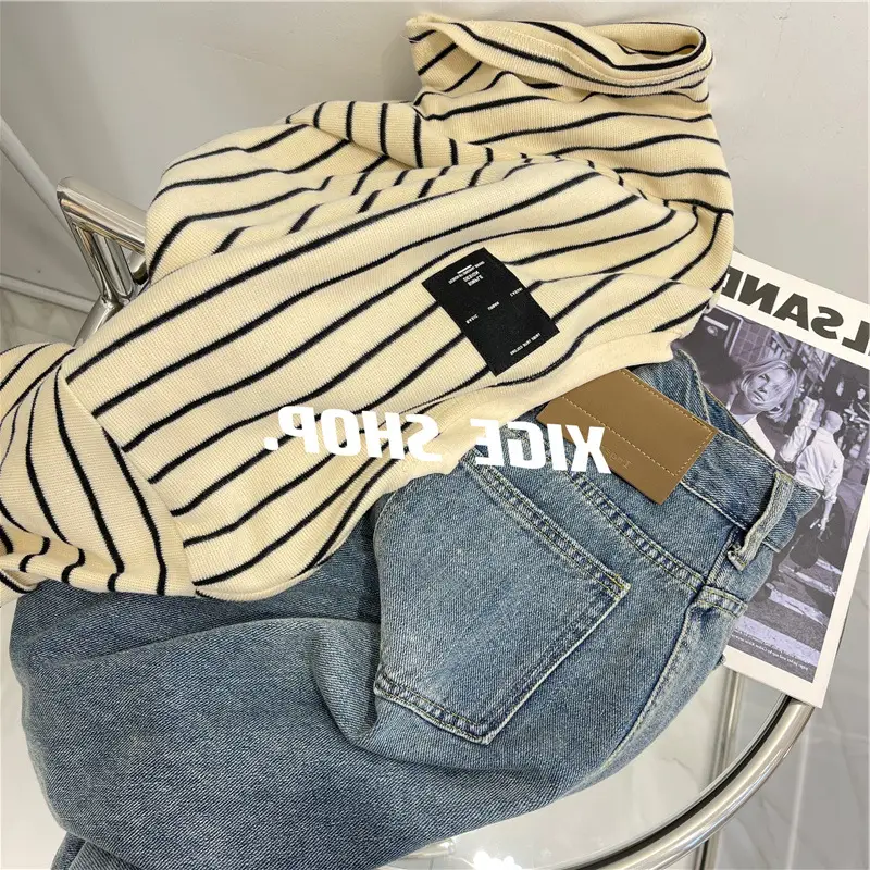 Women Cotton Striped T-Shirt Large Spring Summer — feature 29