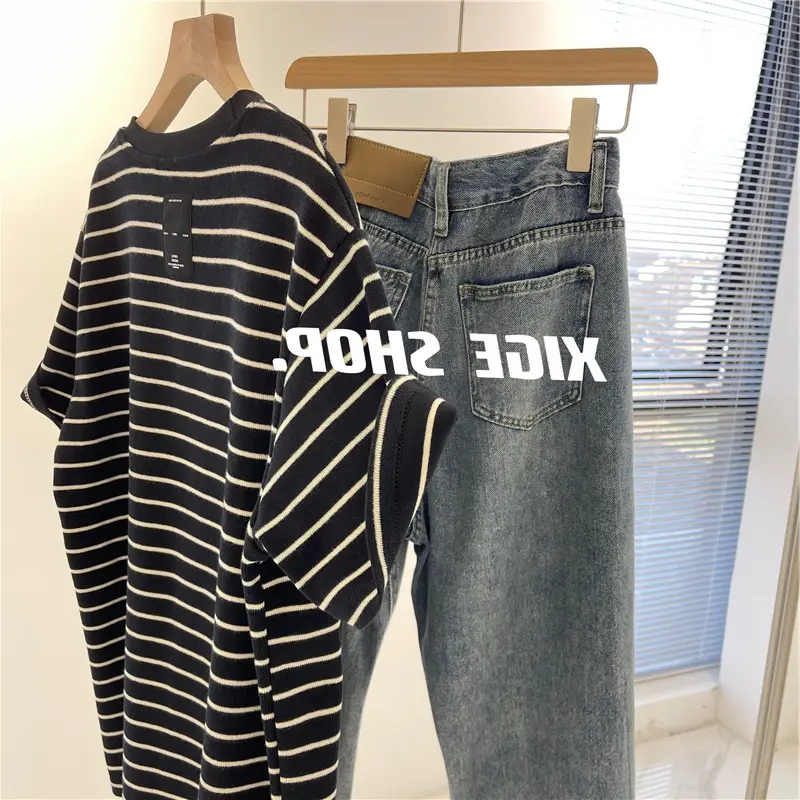 Women Cotton Striped T-Shirt Large Spring Summer — feature 32