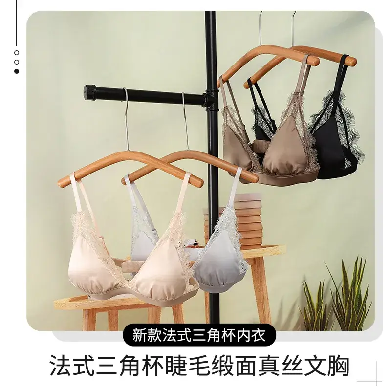 New Spring Summer French Style Triangle Cup Silk Bra - Image 6