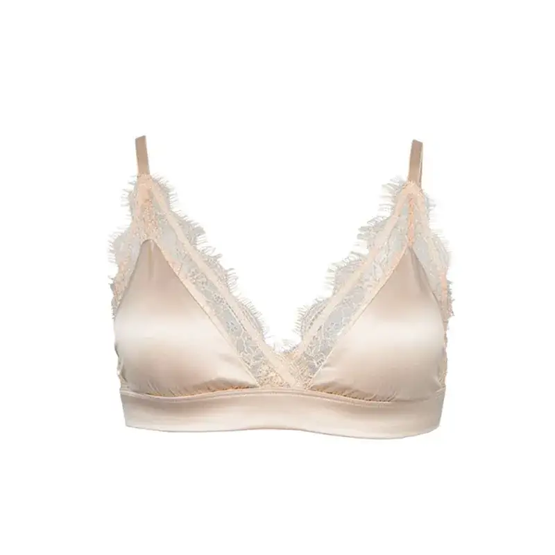 New Spring Summer French Style Triangle Cup Silk Bra - Image 9
