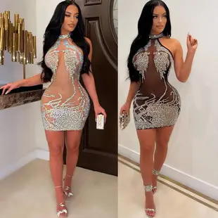 Sexy Printed Long Sleeve Women's Dress Green Black — feature 2