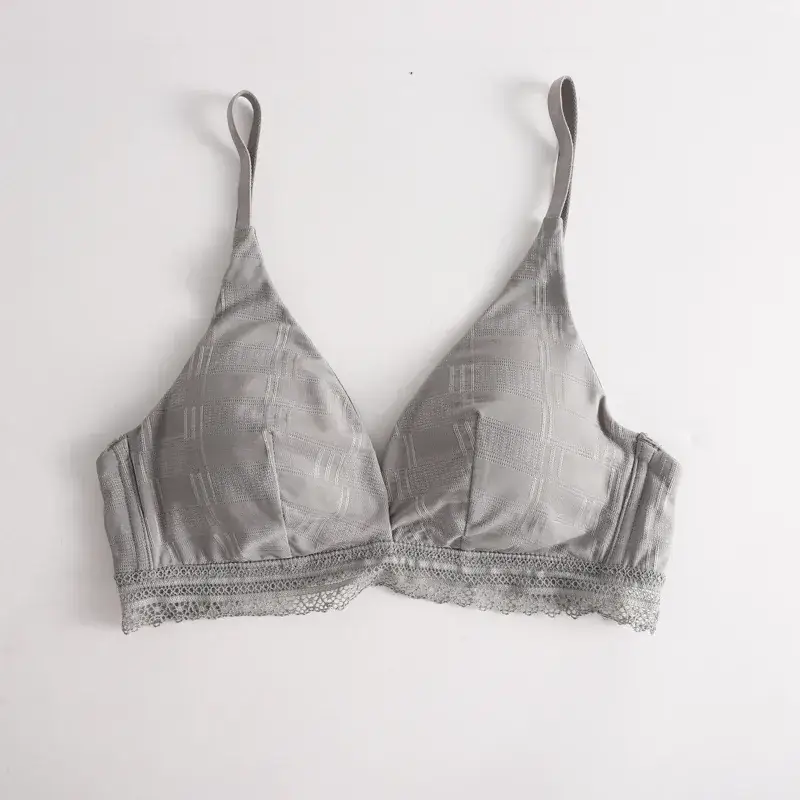 French Style Lace Cup Bra Black Pink Women's - Image 2
