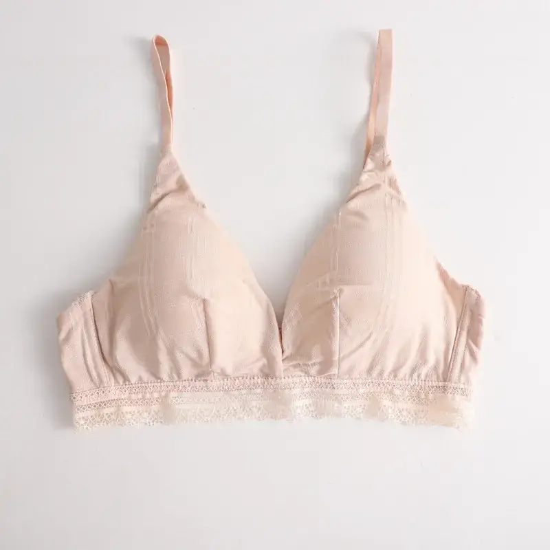 French Style Lace Cup Bra Black Pink Women's - Image 3